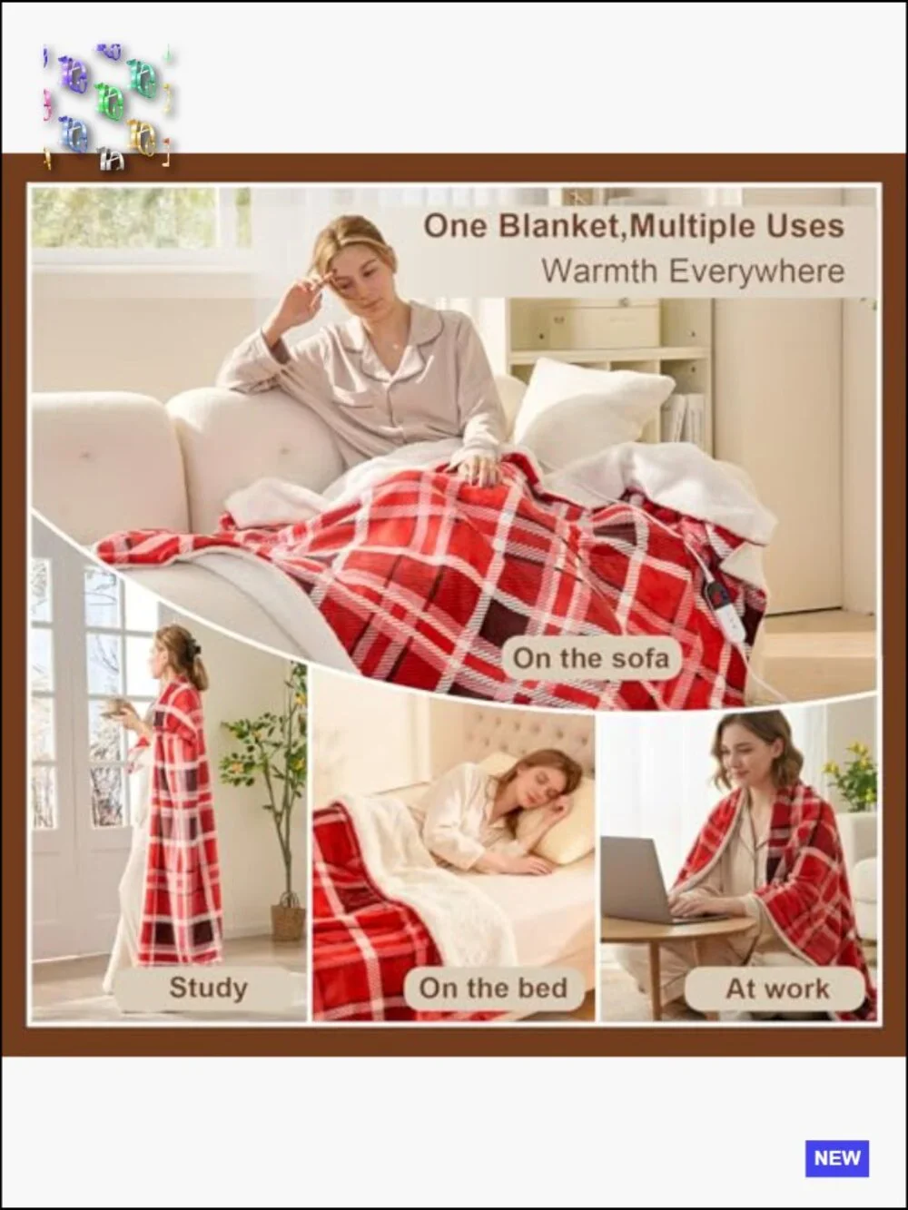 Ultra Soft Sherpa Electric Throw Blanket Fast Heating with Auto Off Safety - Picture 4 of 7